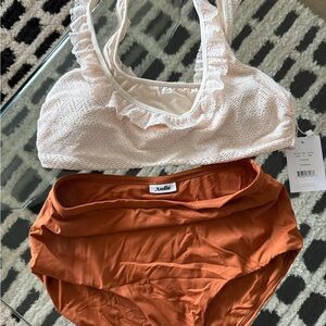 Andie Cream Lace Top and Brown Bottom Set